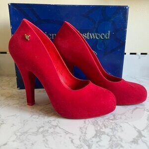 Melissa + Vivienne Westwood Cherry Red Flocked Pumps